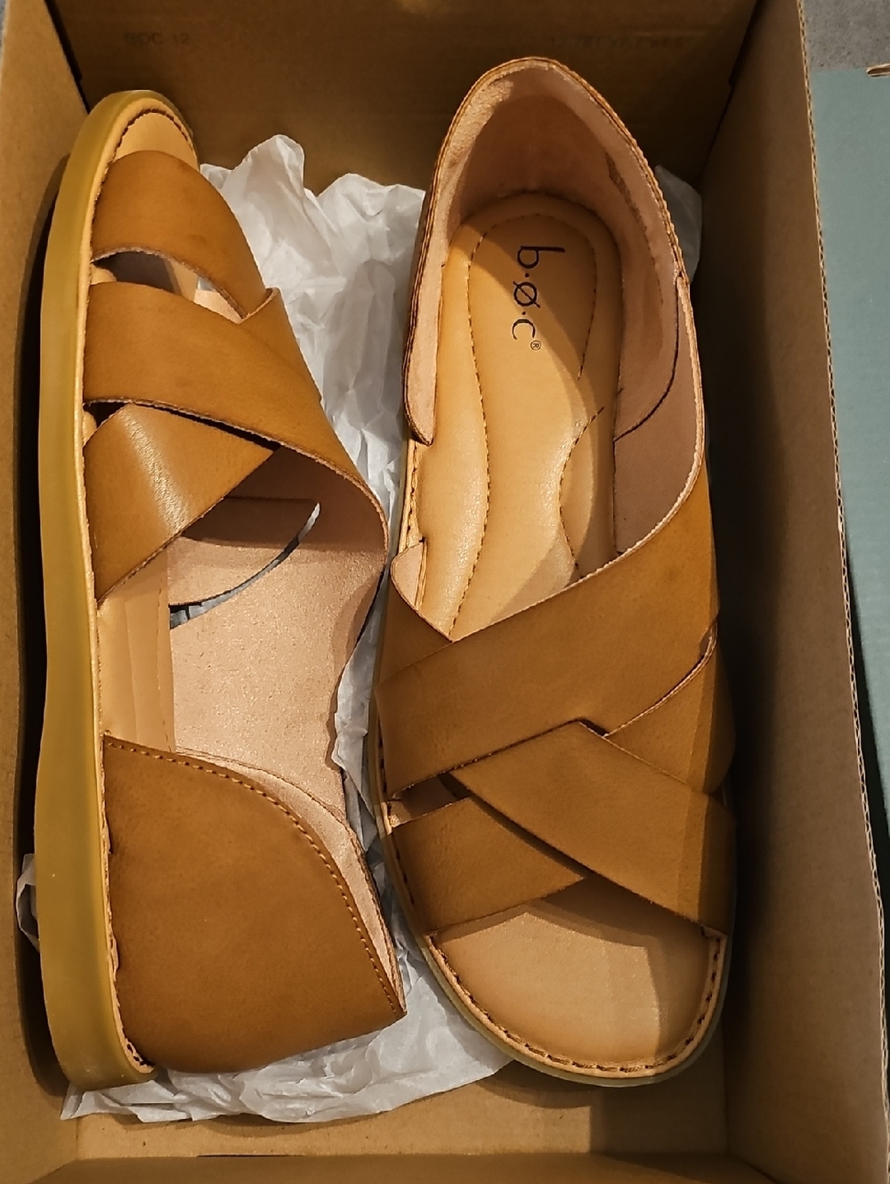 b.o.c. Women's Cognac Crisscross Open-Toe Sandals